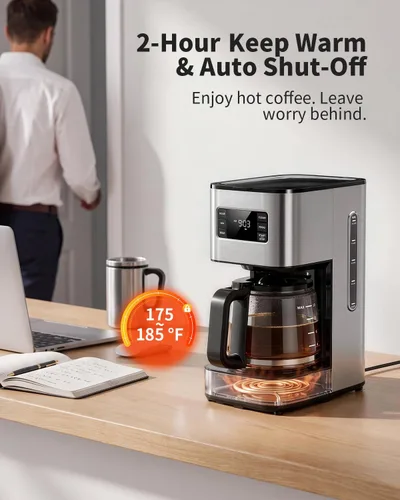Vista 5 de SHARDOR Cafetera programable de 10 tazas, regular y audaz, pantalla LED