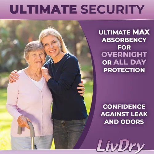 Vista 4 de Livdry M - Pañales para adultos para mujer durante la noche, máxima absorción definitiva, protección durante todo el día o la noche, talla mediana