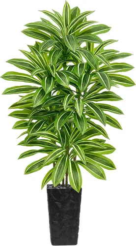 Vista 15 de Árbol de Dracaena artificial, plantas artificiales de 5 pies, maceta Verde-negro Pot