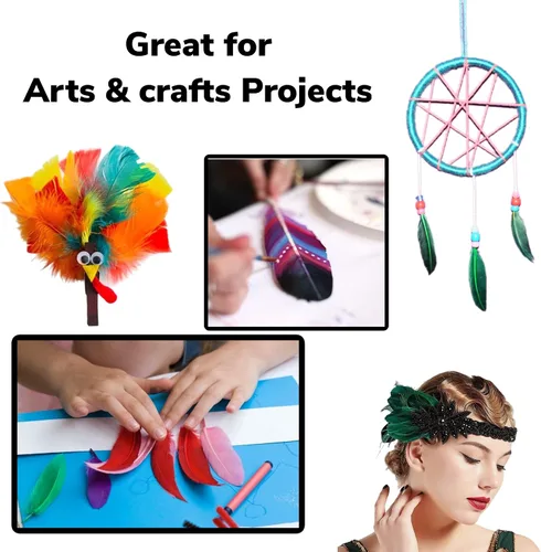 Vista 2 de ALAZCO 120 plumas naturales coloridas para manualidades, atrapasueños, disfraces de 6 a 9 pulgadas de largo, colores vibrantes, festivales