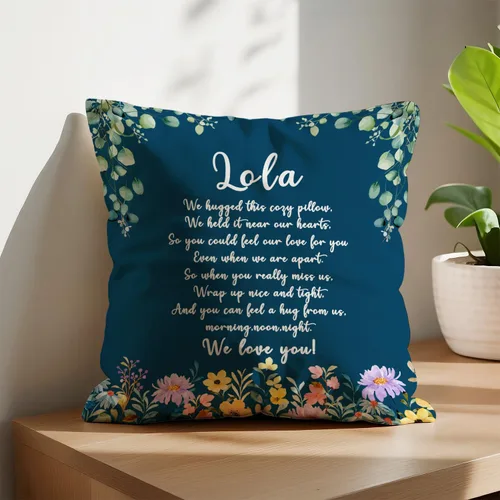 Vista 2 de Lola - Fundas de almohada, regalos conmovedores para la abuela Lola, almohada de cojín floral acogedora para abuelo, 18 x 18 pulgadas