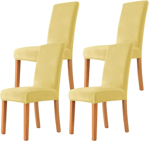 Vista 29 de Velvet Chair Covers Beige Gray, Stretch Dining Room Chair Covers 2 Pack, Super Fit Dining Chairs Slipcovers Spandex Washable Kitchen Parson Chair