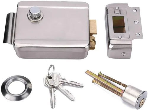 Vista 9 de Cerradura electrónica eléctrica para puerta, 6 llaves punteadas computarizadas, CC de 12 V, acero inoxidable, E-lock, soporte de puerta de metal