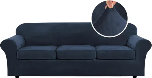 Vista 19 de H.VERSAILTEX - Funda elástica para sofá de 2 piezas, funda protectora de terciopelo, suave, con parte inferior elástica, con un ancho de hasta 49