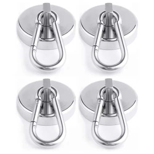Vista 7 de WELLZEER Ganchos magnéticos de 100 libras, ganchos magnéticos negros con mosquetón giratorio para colgar refrigerador, fuerte imán de neodimio