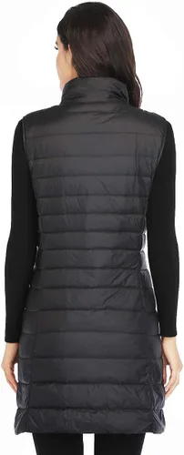 Vista 5 de Obosoyo Chaleco de plumón largo ultraligero para mujer, para invierno, plegable, ligero, para exteriores, chaleco acolchado