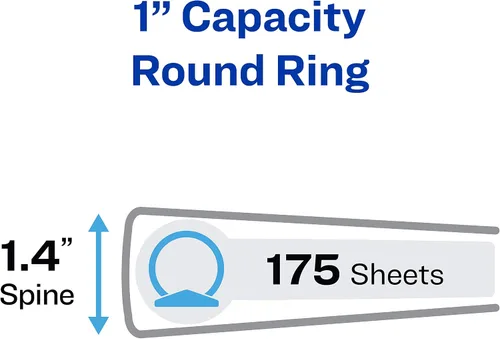 Vista 2 de Avery Economy View - Carpetas de 3 anillas, anillos redondos de 1 pulgada, 12 carpetas blancas (05711) For School, Home and Everyday Use, 12-Pack
