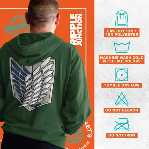 Vista 6 de Ripple Junction Attack on Titan Survey Corps Adult Unisex Zip Hoodie