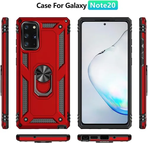 Vista 9 de Dionsibei Funda de impacto de caída de grado militar para teléfono Samsung Galaxy Note 20 5G, soporte de anillo giratorio de metal 360, armadura