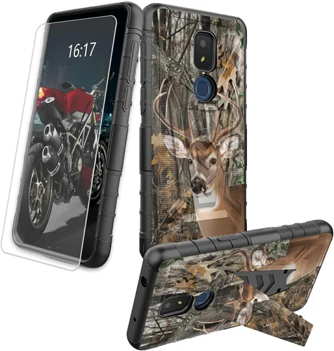 Vista 77 de Funda para AT&T Maestro Max 2021/Cricket Ovation 2 con protector de pantalla de vidrio templado, funda resistente con función atril integrada