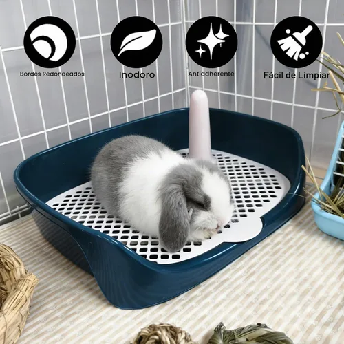 Vista 5 de Tfwadmx Caja de arena para conejillos de indias, bandeja de esquina rectangular para inodoro de animales pequeños, para hurón, chinchilla
