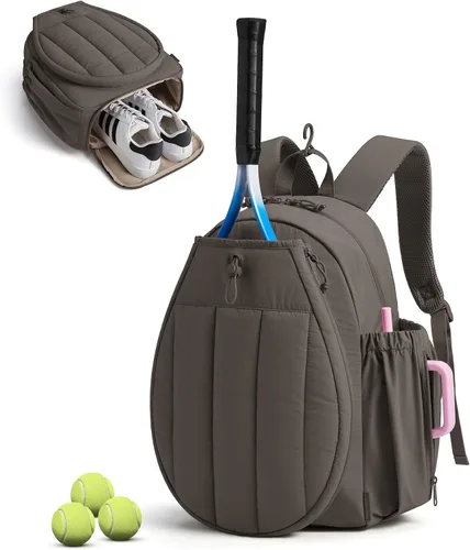 Vista 9 de BAGSMART Bolsa de gimnasio de tenis para mujer, mochila acolchada para Beige