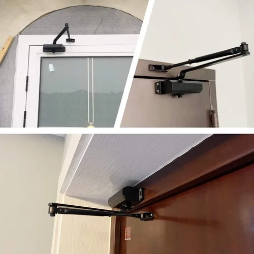 Vista 7 de Onarway - Cierre de puerta automático ajustable de tamaño 3, resorte hidráulico, aleación de aluminio, para uso residencial y comercial con Negro