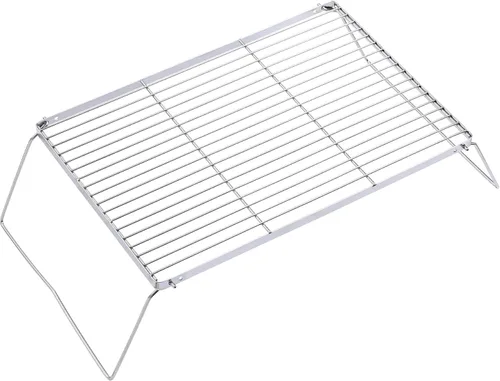 Vista 10 de REDCAMP Parrilla de fogata portátil de 12 pulgadas, acero inoxidable 304, parrilla plegable de fogata con parabrisas patas ajustables en altura