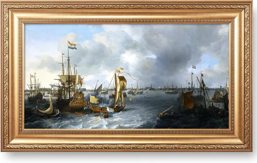 Vista 47 de A&T ARTWORK A Brisk Breeze por Willem van de velde Reproducciones de pintura de velero, impresiones en lienzo giclée para decoración del hogar, 20 x