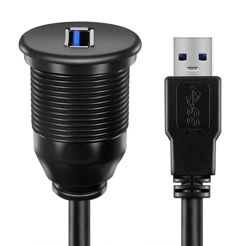 Vista 4 de Cable de extensión USB 3.0 macho a USB 3.0 hembra AUX de montaje empotrado para automóvil, camión, barco, motocicleta, panel de salpicadero