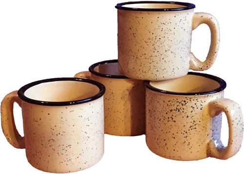 Vista 5 de Taza de cerámica para fogata, 15 onzas, juego de 4 (aguamarina)