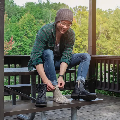 Vista 4 de Calcetines de lana de alpaca para hombres y mujeres, pesados, extragruesos, cálidos, Therma Crew para invierno y exteriores, para botas de caza