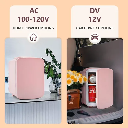 Vista 6 de EUHOMY Mini nevera, refrigerador pequeño de 4 litros/6 latas, enfriador y calentador portátil para el cuidado de la piel, cosméticos, bebidas, mini