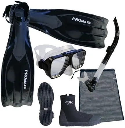Vista 2 de PROMATE Juego de bolsas de equipo de buceo con máscara de snorkel, botas de snorkel, aletas