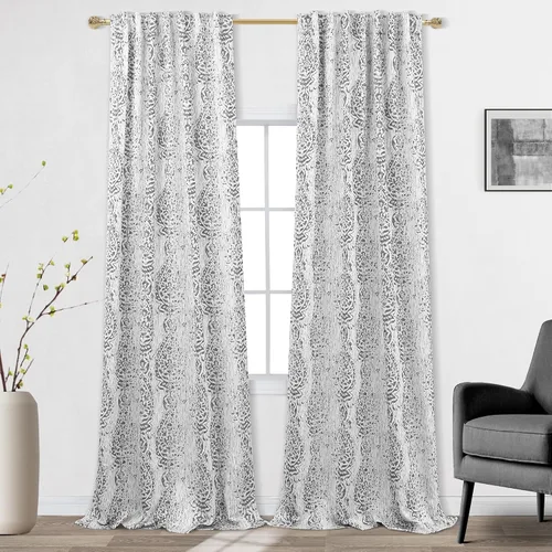 Vista 23 de Mrs.Naturall Cortinas Doradas de Lujo para Dormitorio, Cortinas con Patrón de Medallón Damasco para Cocina Baño Sala de Estar 63 Pulgadas de Largo
