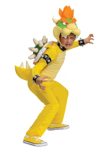 Vista 3 de Disfraz Deluxe de Bowser para Niños Super Mario Bros. Multicolor