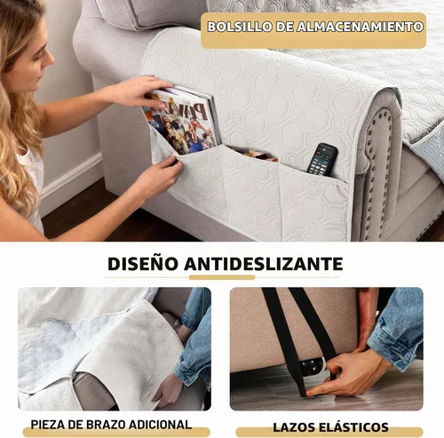 Vista 7 de H.VERSAILTEX Funda 100% Impermeable para Silla Gruesa y Duradera Fundas para Sofá para Perros Protector de Sofá Triple Antideslizante Fundas