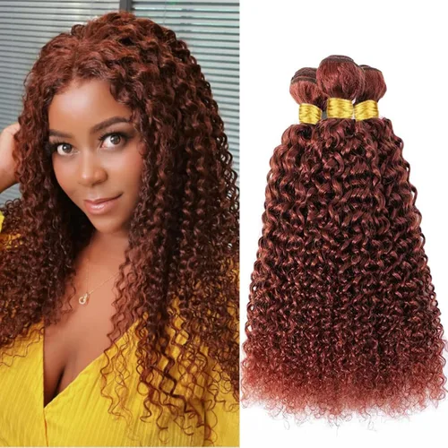Vista 174 de #30 - Paquetes de cabello humano rizado marrón Jerry, 3 paquetes, 20, 22 30# Jerry rizado