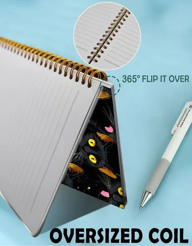 Vista 5 de Cuaderno de espiral para mujer, cuadernos universitarios A5 de 6 x 8.4 pulgadas, 120 páginas (60 hojas) diario rayado con papel grueso de alta