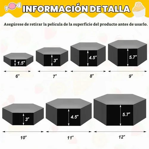 Vista 2 de Leinuosen Juego de 7 Elevadores Grandes para Buffet de 6" a 12" Caja de Exhibición de Acrílico Elevador de Mesa de Postres para Catering Soporte