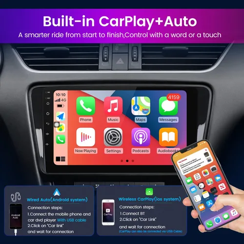 Vista 4 de Android 12 Radio de coche estéreo para Toyota PRADO 150 2010 2011 2012 2013, Octa Core incorporado inalámbrico Car-Play Android Auto GPS BT FM AM