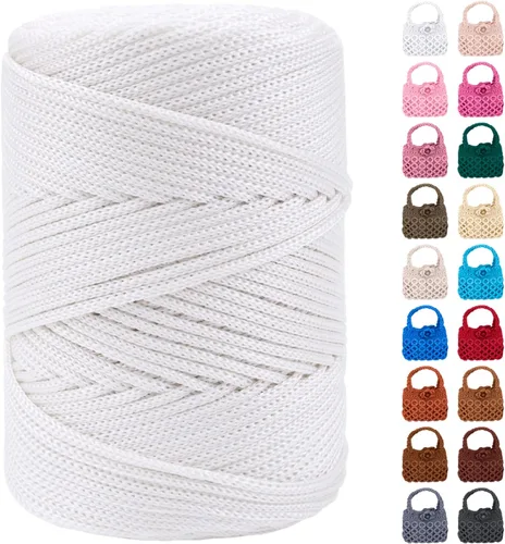 Vista 26 de Cordón de macramé de poliéster de 1/8 pulgadas x 169 metros, cordón de macramé trenzado de polipropileno, hilo de poliéster para tejer bolsos