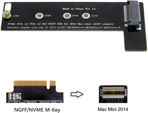 Vista 2 de Cablecc M.2 NGFF M-Key NVME SSD Convertor Card para 2014 MacBook Mini A1347 MEGEN2 MEGEM2 MEGEQ2 MEGEQ2