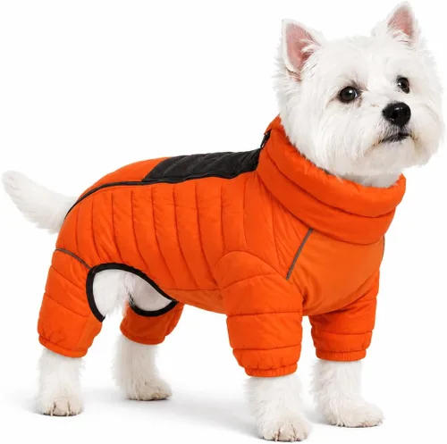 Vista 63 de Suéter para Perro ArmyGreen, Resistente al Viento, Reflectante - Chaqueta de Invierno Dirigible para S, M, L - Cremallera, Tallas Ajustables Verde