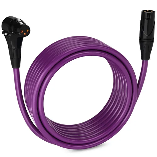 Vista 110 de LyxPro Cable de micrófono XLR hembra a macho de ángulo recto de 3 pines de 1.5 pies para altavoces amplificados, interfaz de audio, rendimiento