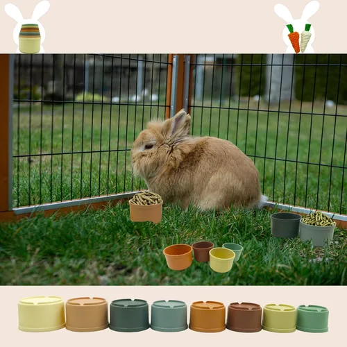 Vista 5 de KYHSOM 8 tazas apilables para conejos – 2 juguetes de conejo de rábano – diferentes tamaños y colores de tazas apilables reutilizables de conejo