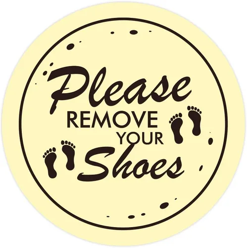 Vista 13 de All Quality Please Remove Shoes Circle Wall Door Sign - Negro (Pequeño)