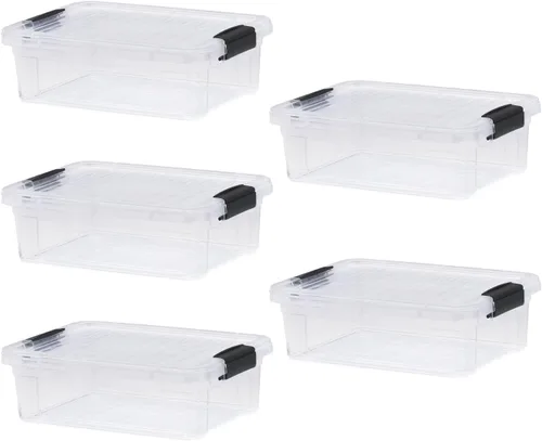 Vista 65 de Superio - Contenedores de almacenamiento de plástico transparente de 1.27 cuartos de galón con tapas, contenedores organizadores apilables, cajas