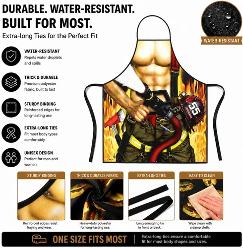 Vista 3 de Funny Cute Kitchen Cooking Apron for Men and Women BBQ Grilling Personalized Unisex Gift Present for Couple Adult Teens Party Costume