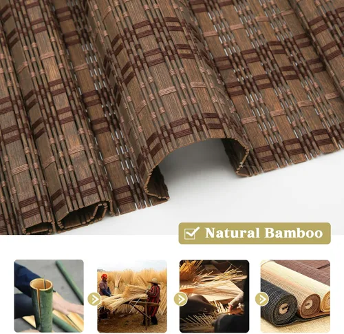 Vista 7 de LETAU Persianas romanas de madera sin cordón, sin taladro, sin herramientas, persianas romanas de bambú con filtro de luz para interiores, hogar