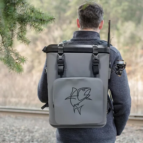 Vista 2 de Backpack Coolers Insulated Leak Proof, Fishing Backpack with Cooler Lightweight, Magnetic Closure Waterproof Durable for Camping & Hiking - Gray