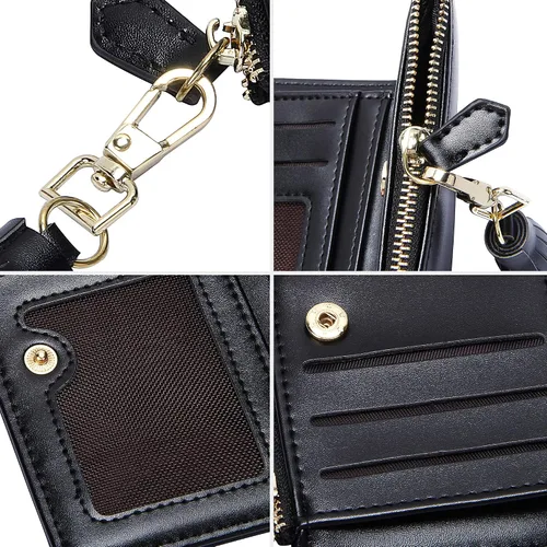 Vista 6 de FEITH & FELLY - Pequeña billetera plegable para mujer con monedero con cremallera y tarjetero
