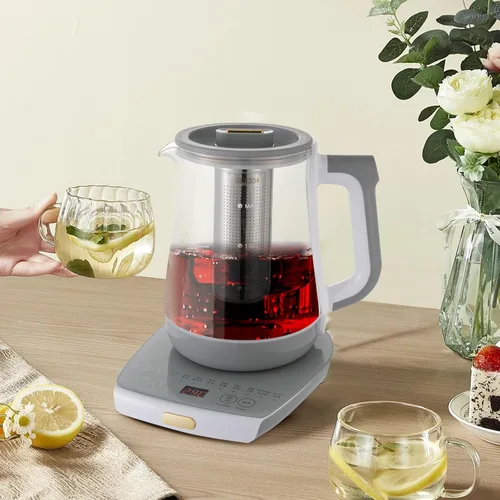 Vista 9 de Tetera eléctrica, hervidor de agua caliente de vidrio con control de temperatura e infusor, hervidor eléctrico de 800 W para agua hirviendo, tetera