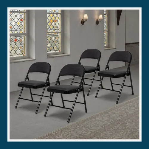 Vista 2 de OEF Furnishings OEF970 Series - Sillas plegables acolchadas de tela de alta calidad, asiento y respaldo acolchados cómodos para salas