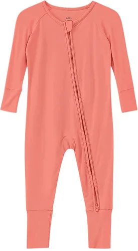Vista 2 de Pijama de viscosa de bambú sin pies para niños y niñas, pijamas con cremallera para dormir y jugar, mameluco - 0-24 meses