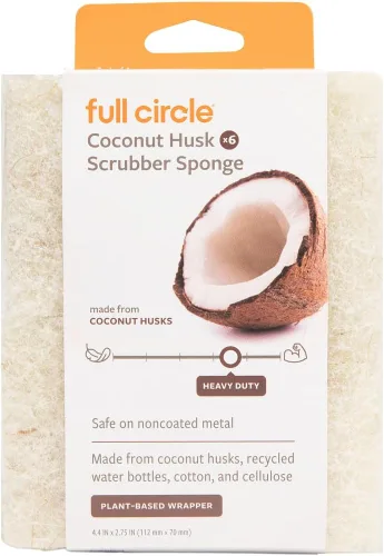 Vista 6 de Full Circle Esponja de limpieza resistente, hoja de agave robusta y celulosa sin plástico, esponja de platos de doble cara para hierro fundido