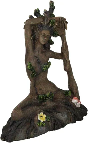 Vista 3 de Ebros Gift Celta Greenwoman Gaia Dryad Ent Nativa Tierra Diosa Meditación Yoga Paloma Zen Pose Figurilla Árbol de la Vida Criatura mística ser