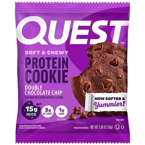 Vista 4 de Galleta de proteínas Quest Nutrition, aptas para la dieta Keto, rica en proteínas, baja en carbohidratos, sin soja.