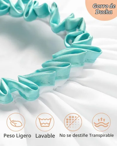 Vista 3 de Mikimini - Gorro de ducha blanco para cabello largo, 1 paquete, 12 pulgadas, tamaño grande, impermeable, lavable, para mujeres y niñas, súper lindo