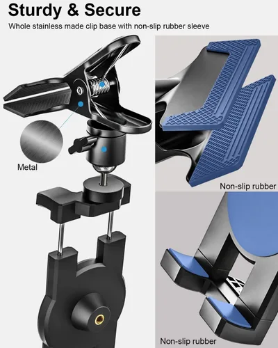 Vista 7 de Soporte para tablet de automóvil, soporte para tableta de automóvil, rotación de 360°, abrazadera universal para volante con tornillo de 1/4